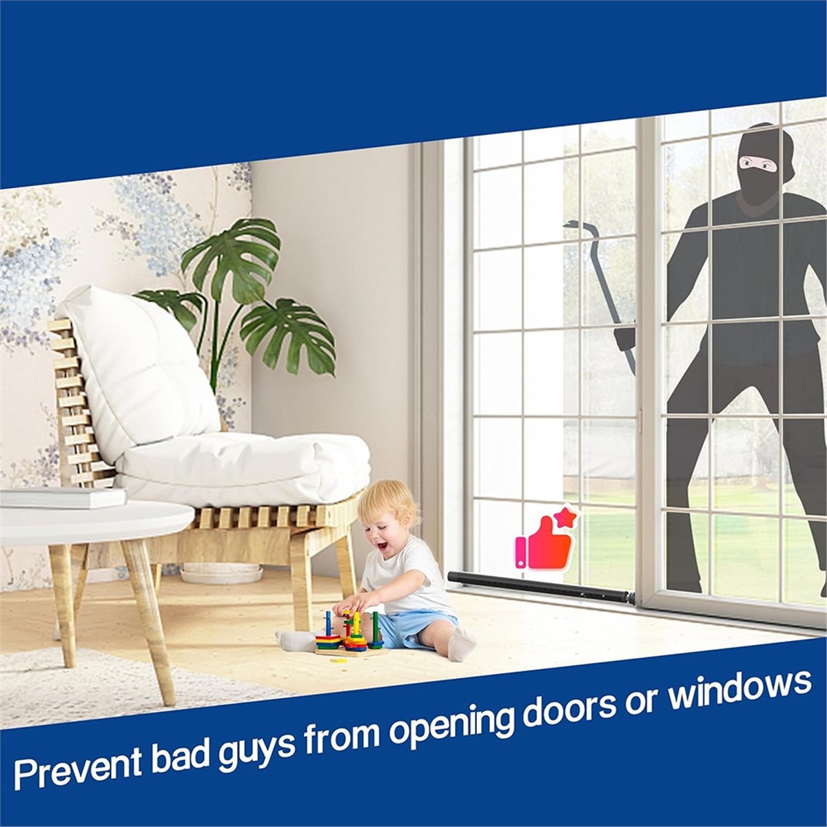 Home Security Bars - A20I 슬라이딩 도어 보안 바, 고무
