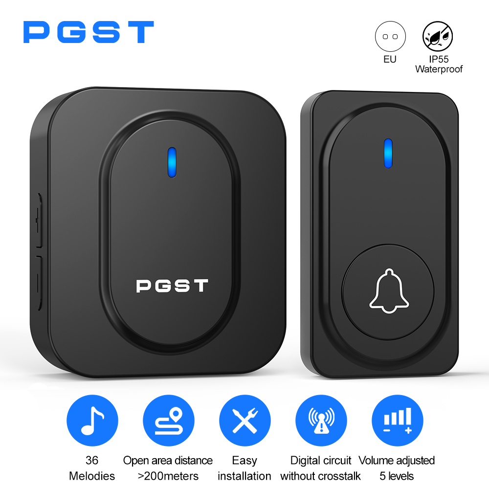 Home Security Installation - PGST 무선 초인종 36 차임 LED