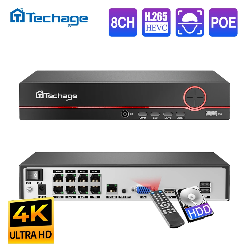 Home Security And Cameras - 테카지 H.265 8채널 PoE 네트워크 비디오