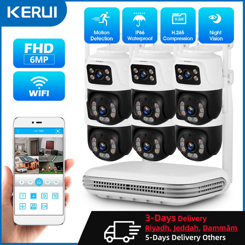 Home Security Monitoring Service - KERUI 방수 6MP HD 무선 듀얼