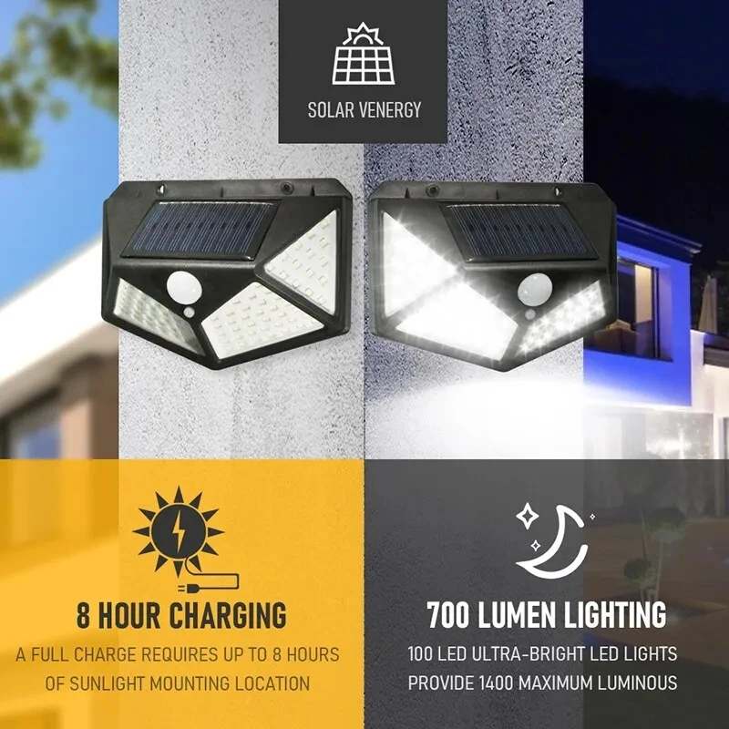 Solar Security Light - 100Led 다기능 태양 램프 야외 정원