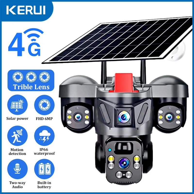 Home Security Monitoring Service - KERUI 야외 PTZ 6MP 4G SIM