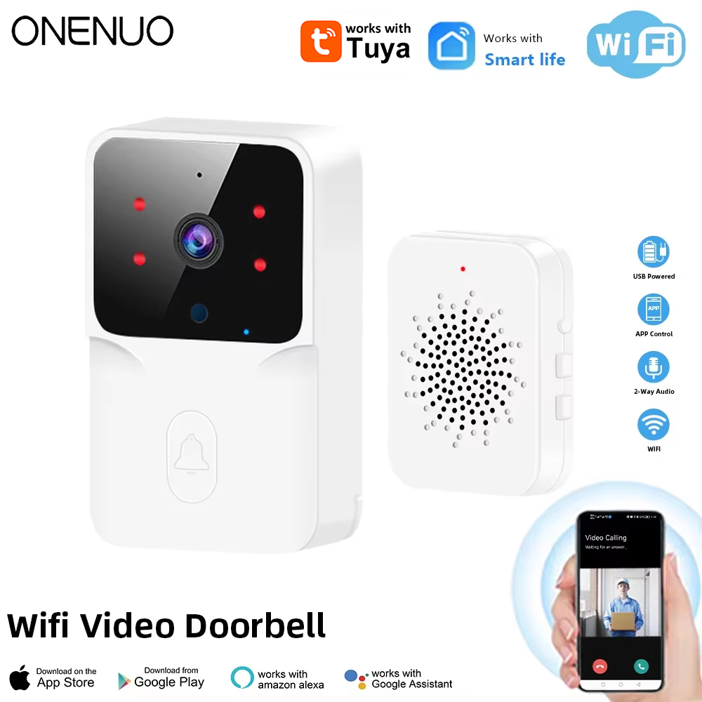 Home Security Front Door Camera - 투야 와이파이 비디오 초인종 무선 HD