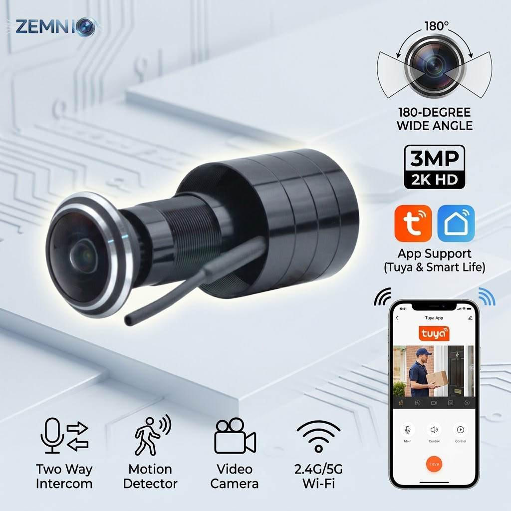 Home Security Front Door Camera - 180 ° 3MP 2K 틈구멍 카메라,5G/2.4G