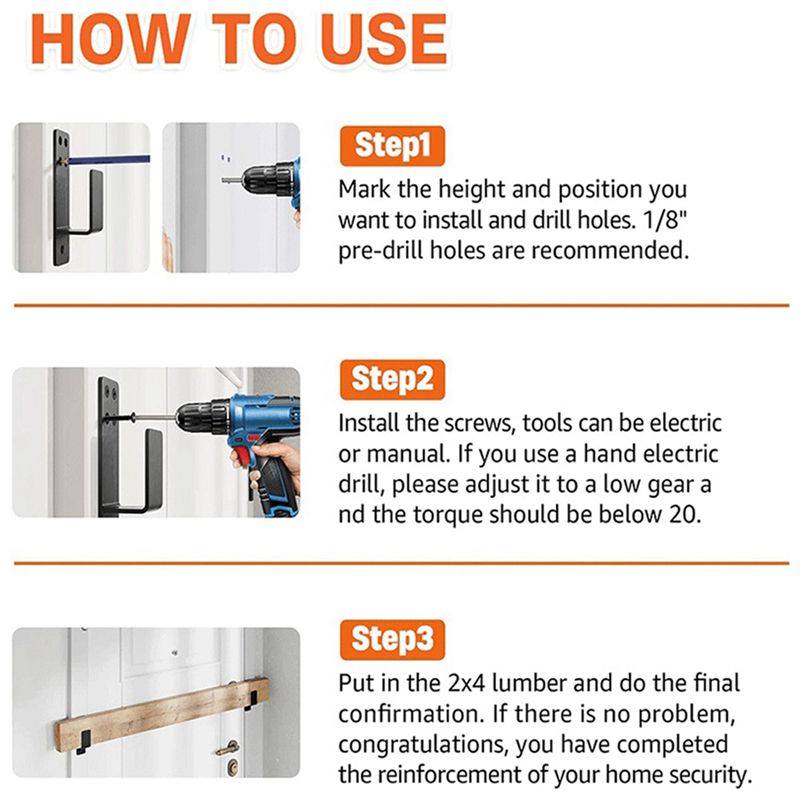 A21Q -2X4 도어 바리케이드 브래킷, 헤비 듀티  - Home Security Bars 리뷰 및 가격