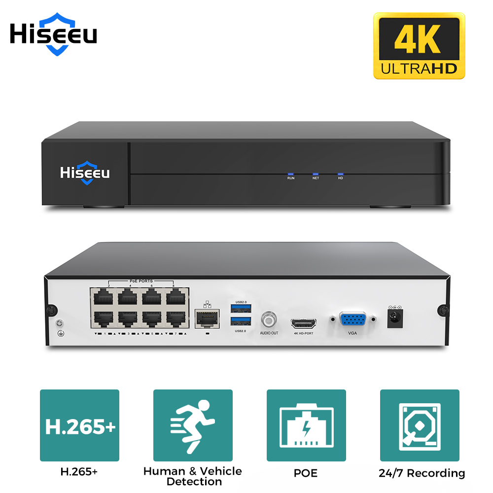 Hiseeu 8채널 4K PoE NVR 네트워크 비디오 - Home Security And Cameras 리뷰 및 가격