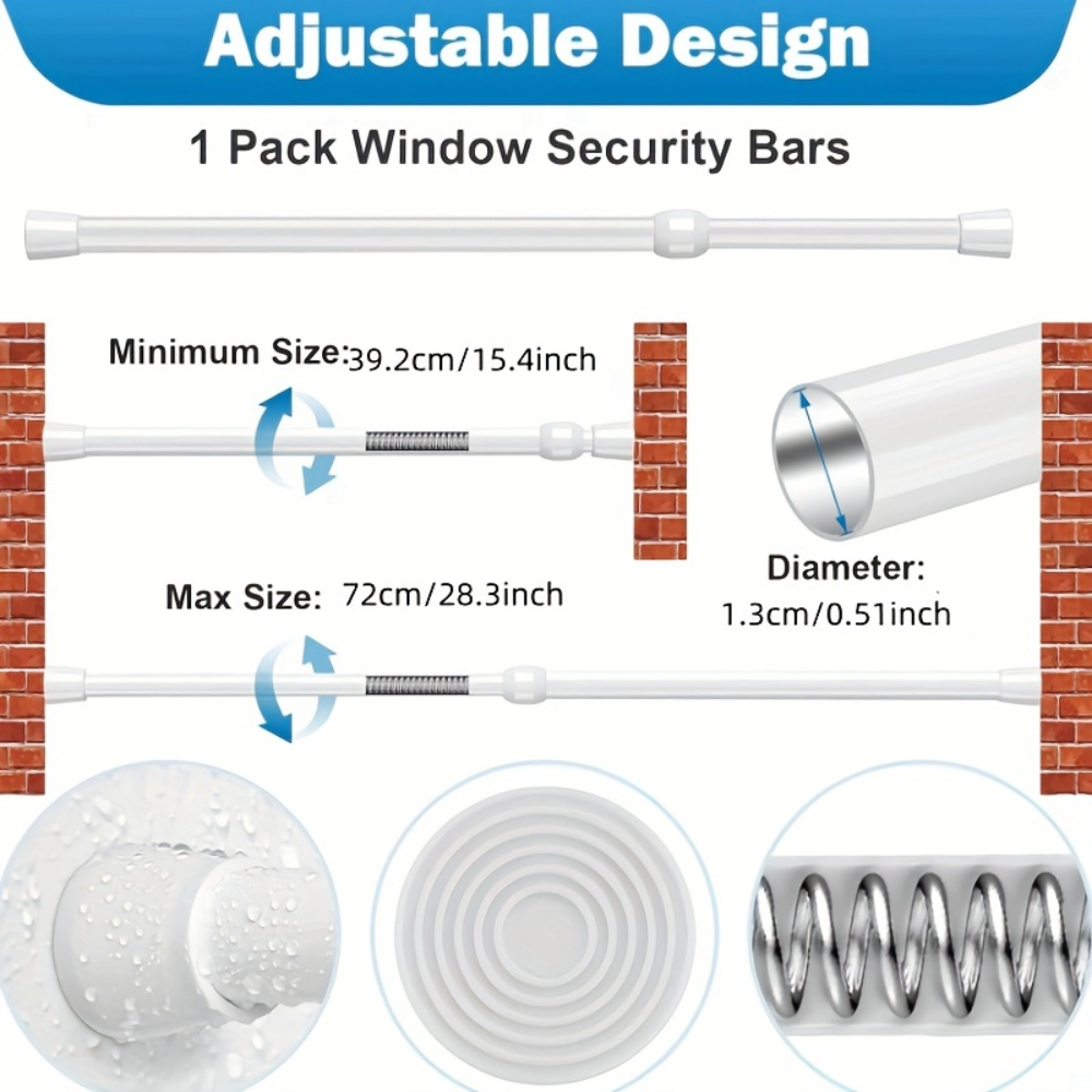 조절 가능한 금속 창문 및 문 안전 바 – 고무 팁이  - Home Security Bars 리뷰 및 가격