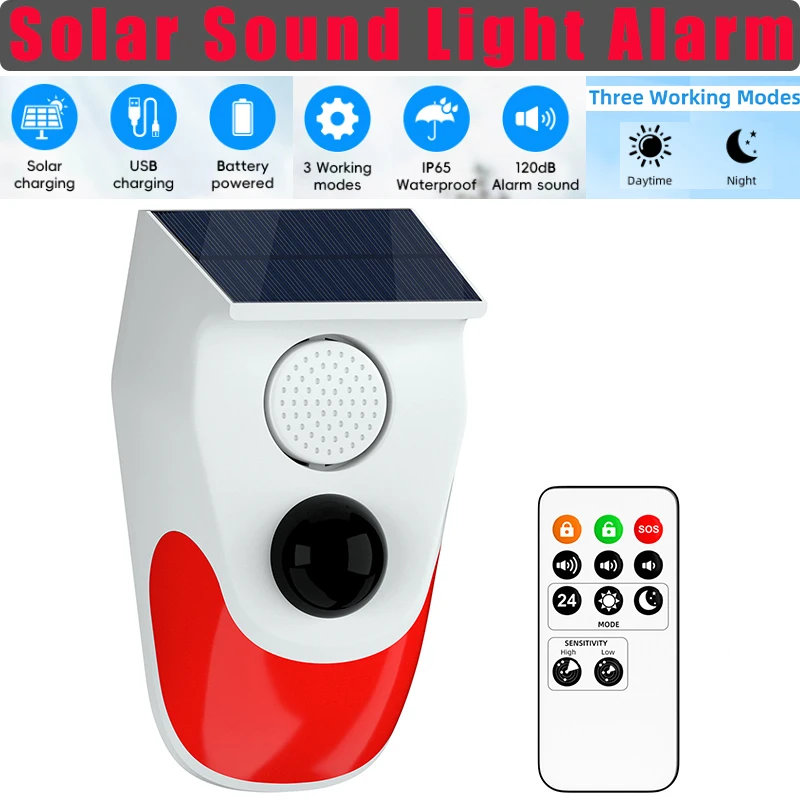 태양광 소리 조명 경보 무선 PIR 모션 센서, 실외  - Solar Security Light 리뷰 및 가격