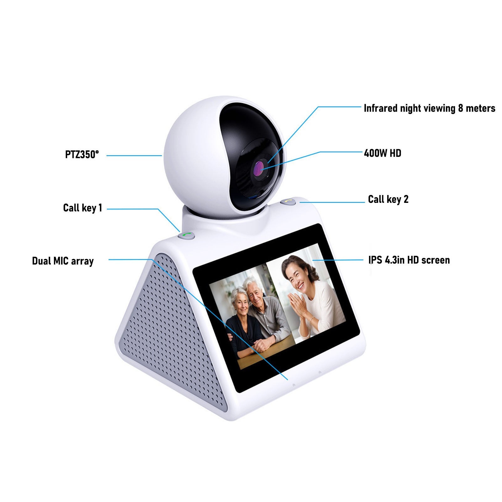 비디오 통화 스마트 카메라 HD 화면 2방향 원클릭 통 - Home Security Images 리뷰 및 가격