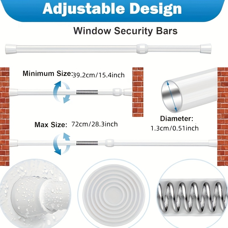 조절 가능한 안전 바, 광택 처리된 금속 조절식 창문  - Home Security Door Reinforcement Lock 리뷰 및 가격