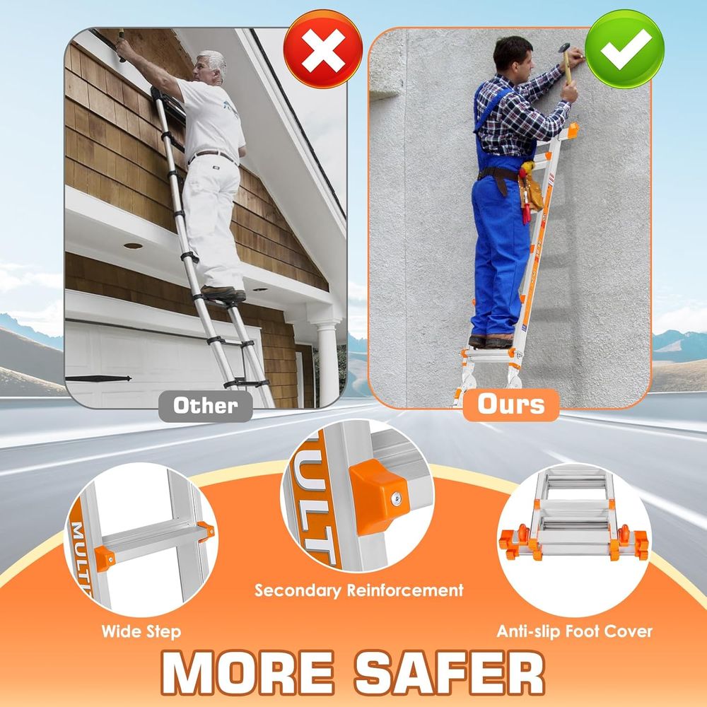 A e 5단 사다리, 안정봉 및 바퀴가 있는 17T 연 - Home Security Bars 리뷰 및 가격